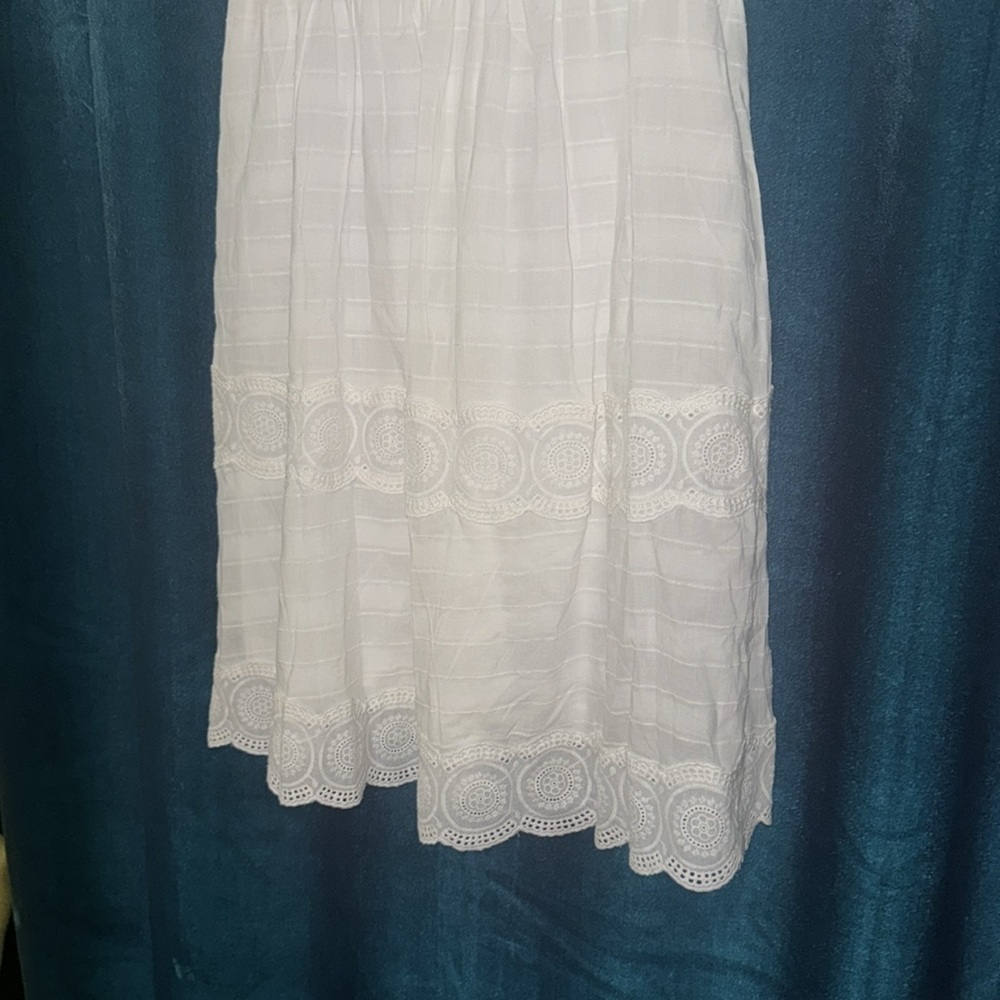 XS White Cotton Dress Petal Lush - Picture 6 of 9